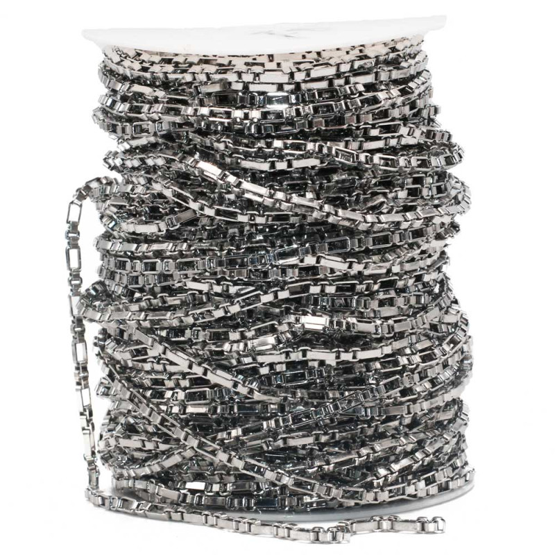Rotolo 10 mt Catena in acciaio maglia rettangolare 6x2.5 mm quadrata 2.5 mm (19mt6mretta) - pietreeminuterie.com