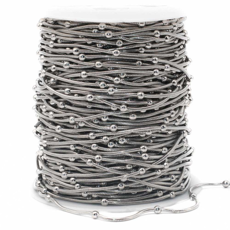 Rotolo 10 mt Catene acciaio serpentina palline 3.3 mm (ctas002) - pietreeminuterie.com