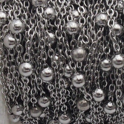 Rotolo Catena in acciaio a palline tonde 3.5 mm maglia ovale 2x1.5 mm 10 mt