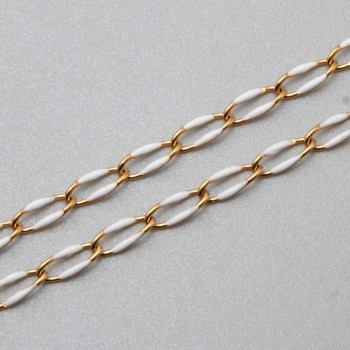 Catena acciaio oro smaltata bianca 10x4 mm conf. 50 cm