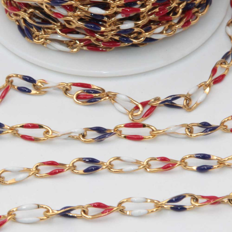 Catena acciaio oro smaltata colorata 10x4 mm conf. 50 cm (cat-sm017) - pietreeminuterie.com