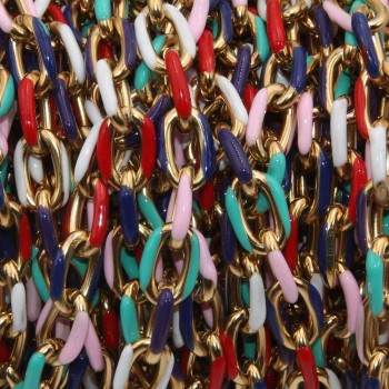 Catena acciaio oro smaltata multi color 10x7 mm pacco 20 cm