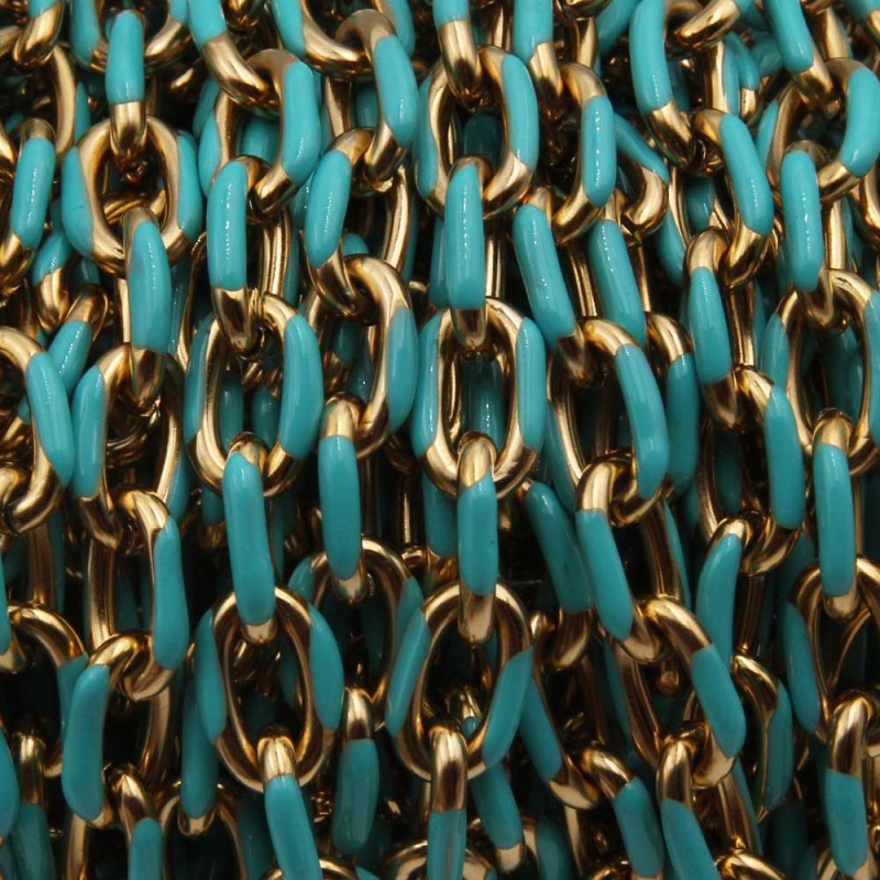Catena acciaio oro smaltata tiffany 10x7 mm pacco 20 cm (smal-cat-6) - pietreeminuterie.com