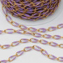 Catena acciaio oro smaltata viola 10x4 mm conf. 50 cm