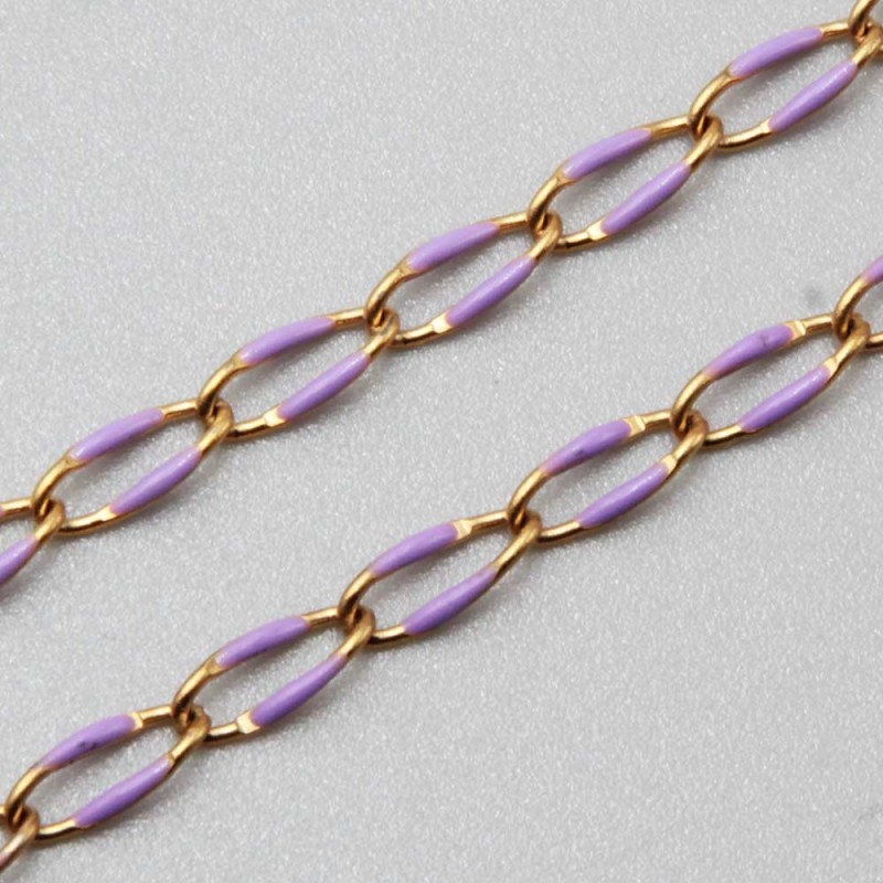 Catena acciaio oro smaltata viola 10x4 mm conf. 50 cm (cat-sm012) - pietreeminuterie.com