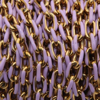 Catena acciaio oro smaltata viola 10x7 mm pacco 20 cm