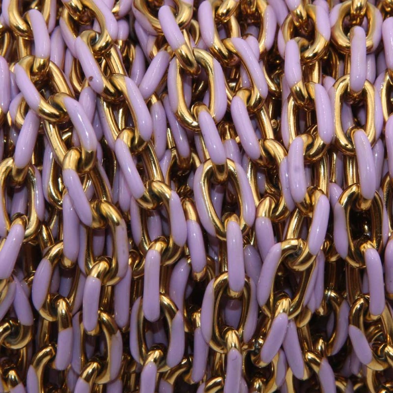 Catena acciaio oro smaltata viola 10x7 mm pacco 20 cm (smal-cat-1) - pietreeminuterie.com