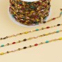 Catena in acciao oro smaltata palline colorate maglia 3x2 mm 1 mt