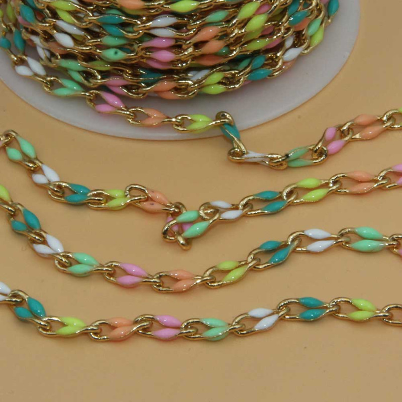 Catena rame smaltata colorata 18 kt gold plated 50 cm (18kt11ted1) - pietreeminuterie.com