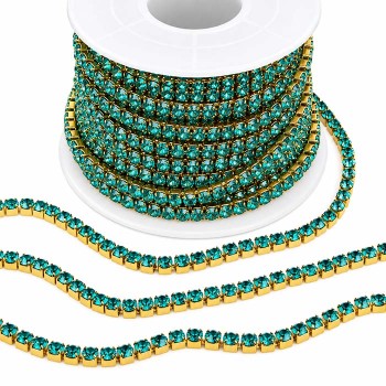 Catena tennis acciaio oro azzurri 2 mm conf. 50 cm
