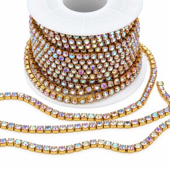 Catena tennis acciaio oro multicolor 2 mm conf. 50 cm