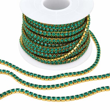Catena tennis acciaio oro smeraldo 2 mm conf. 50 cm