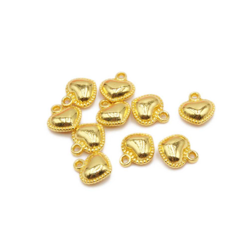 Charms cuore oro lucido 13 mm pacco 10 pz (13mm6cuor) - pietreeminuterie.com