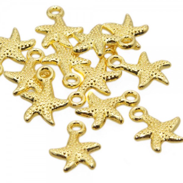 Charms In Metallo | Charms stella marina 15 mm oro pacco 10 pz - mari7728