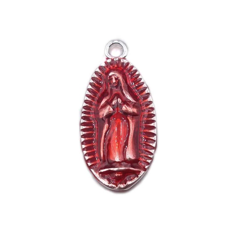 Charms religiosi rosso e argento 23.6x11 mm 1 pezzo (c1052) - pietreeminuterie.com