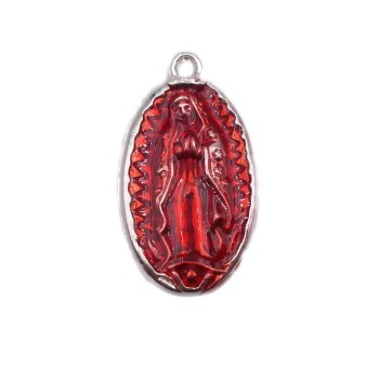 Charms religiosi rosso e argento 24.2x14 mm 1 pezzo