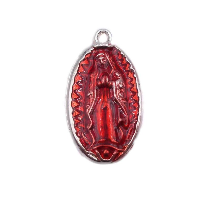 Charms religiosi rosso e argento 24.2x14 mm 1 pezzo (c1055) - pietreeminuterie.com