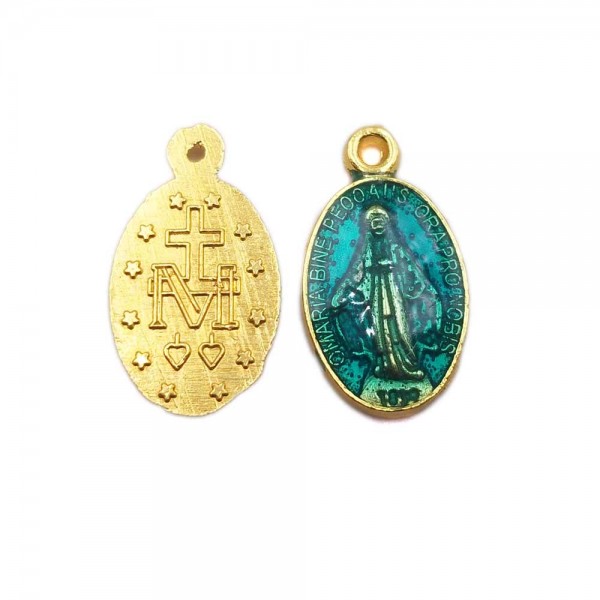 Componenti religiosi | Charms religiosi oro colorato verde bottiglia 17.4x10 mm 1 pezzo - c1056