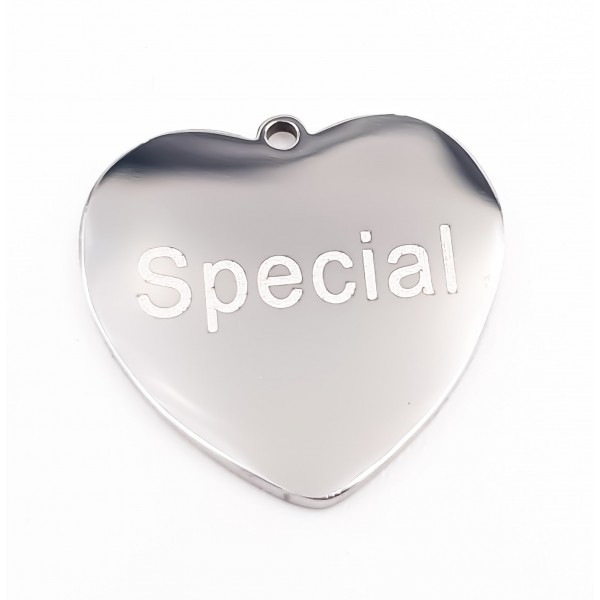 Charms In Acciaio | Charms acciaio cuore Special doppia lucidatura 1 pz - Spec12