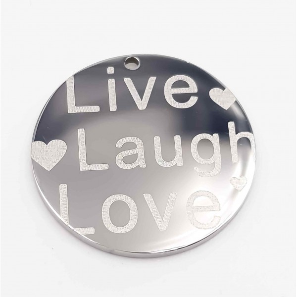 Charms In Acciaio | Charms acciaio doppia lucidatura Live laugh Love 18 mm 1 pz - Live1