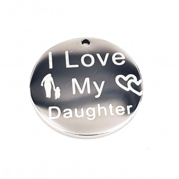 Charms In Acciaio | Charms acciaio I Love My Daughter doppia lucidatura 15 mm 1 pz - Momt12