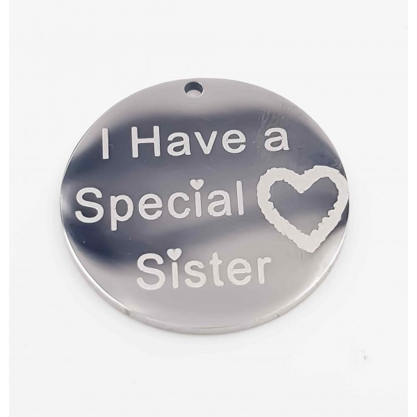 Charms In Acciaio | Charms acciaio Special Sister doppia lucidatura 18 mm 1 pz - Ihave1