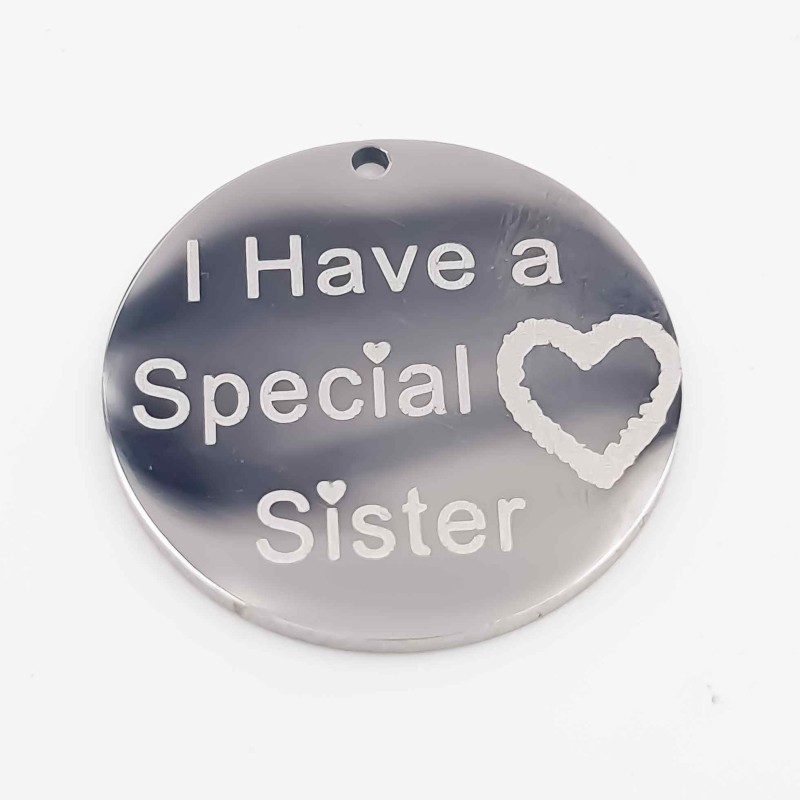 Charms acciaio Special Sister doppia lucidatura 18 mm 1 pz - Ihave1 - pietreeminuterie.com Charms acciaio Special Sister doppia lucidatura 18 mm 1 pz (Ihave1) - pietreeminuterie.com