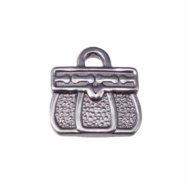 charms borsetta 3d in acciaio 16.6 mm pacco 1 pezzo (bb09n4) - pietreeminuterie.com