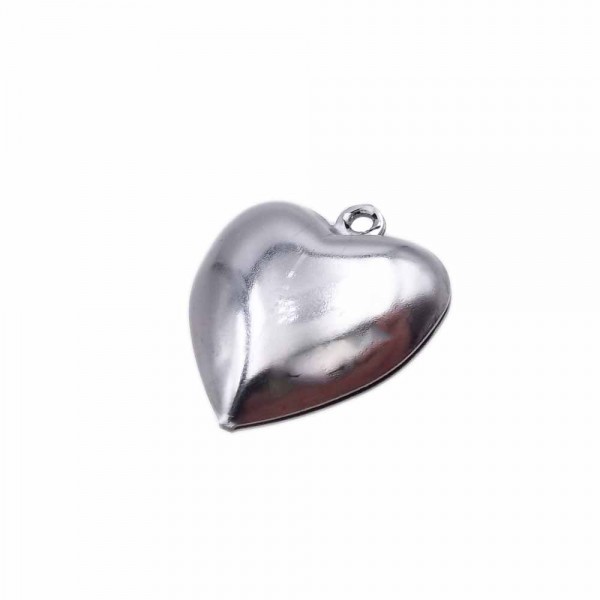 Charms In Acciaio | Charms cuore in acciaio 3d 17,5x15,6 mm pacco 1 pz - xza1c