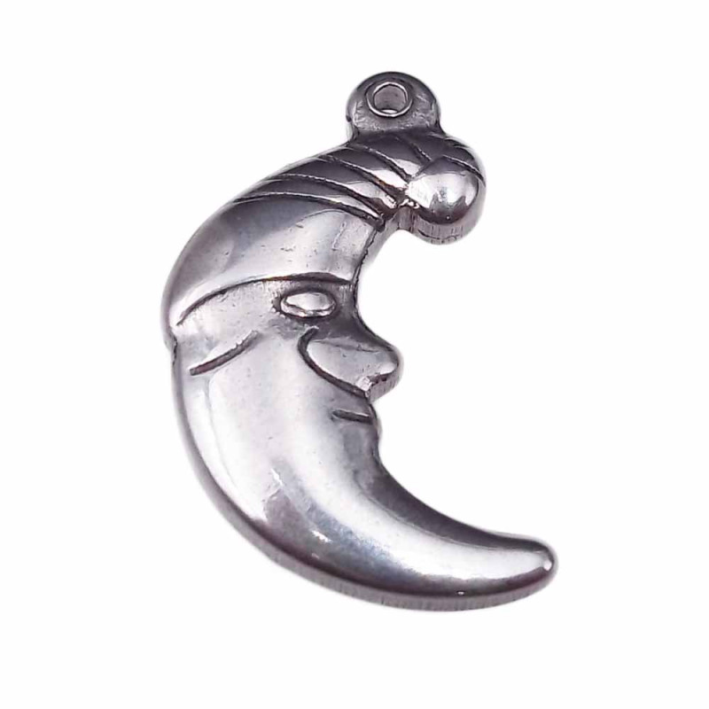 charms luna 3d in acciaio 20 mm pacco 1 pezzo (36437nn) - pietreeminuterie.com