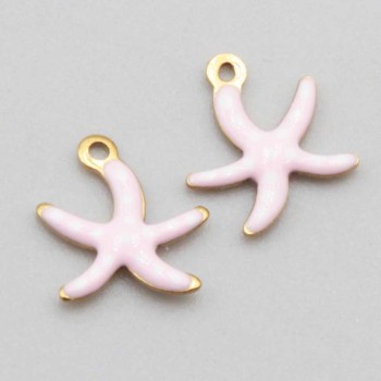 Charms smaltati stella marina acciaio rosa 11 mm conf. 5 pz Charms smaltati stella marina acciaio rosa 11 mm conf. 5 pz