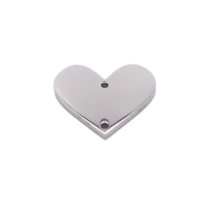 Connettore cuore in acciaio 12.6x14.8 mm pacco 1 pezzo (fbc11) - pietreeminuterie.com