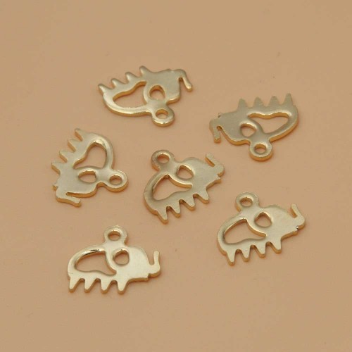 Charms In Acciaio | Charms in acciaio elefantino oro 10.3 x11.7 mm 5 pz - cro9dk