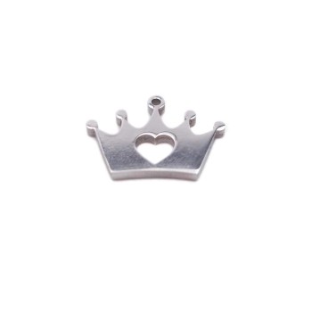 Pacco ingrosso Charms in acciaio coroncina 12.8x8.9 mm 10 pz Pacco ingrosso Charms in acciaio coroncina 12.8x8.9 mm 10 pz