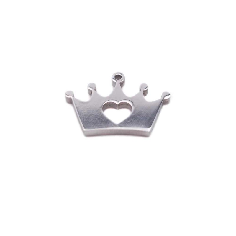Pacco ingrosso Charms in acciaio coroncina 12.8x8.9 mm 10 pz (fbcxx) - pietreeminuterie.com