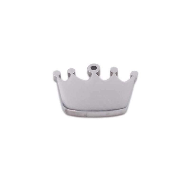 Pacco ingrosso Charms in acciaio coroncina 12x9 mm pacco 10 pz (fbc6xx) - pietreeminuterie.com