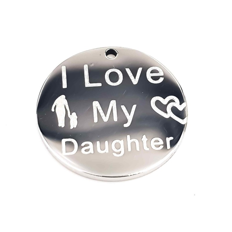 Charms acciaio I Love My Daughter doppia lucidatura 15 mm 1 pz (Momt12) - pietreeminuterie.com