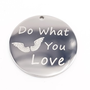Charms acciaio tondo doppia lucidatura 18 mm Do What You Love 1 pz