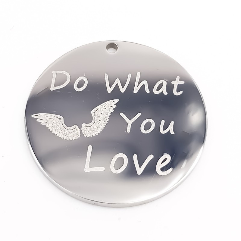 Charms acciaio tondo doppia lucidatura 18 mm Do What You Love 1 pz (Dowa1) - pietreeminuterie.com