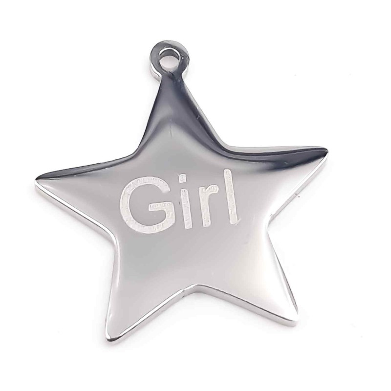 Charms stella acciaio doppia lucidatura 1 pz (Stea1) - pietreeminuterie.com