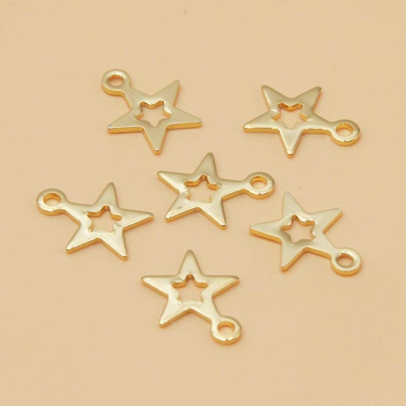 Charms in acciaio stella oro 10.6 mm 5 pz (chst2w) - pietreeminuterie.com
