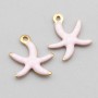 Charms smaltati stella marina acciaio rosa 11 mm conf. 5 pz