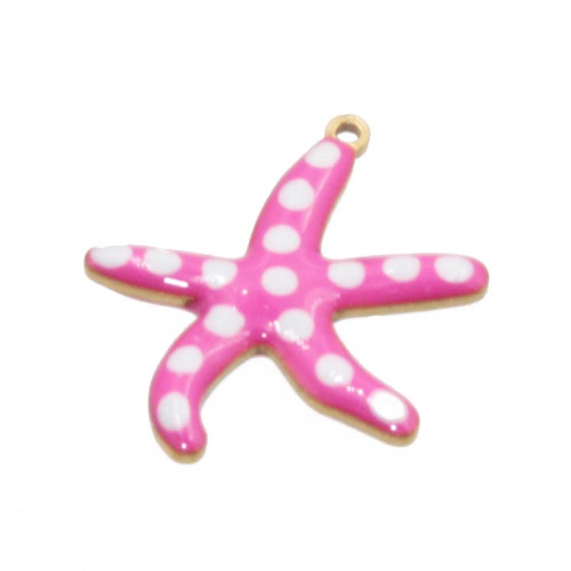 Stella marina acciaio oro smaltata rosa e bianco 18 mm conf. 1 pz (sma-18m-11) - pietreeminuterie.com