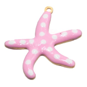Stella marina acciaio oro smaltata rosa e bianco 24 mm conf. 1 pz