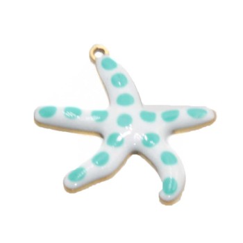 Stella marina acciaio oro smaltata verde e bianco 18 mm conf. 1 pz