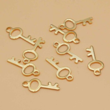 Charms acciaio oro chiave 15.5 mm 5 pz