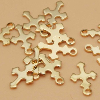 Charms acciaio oro croce 11.8 mm 5 pz