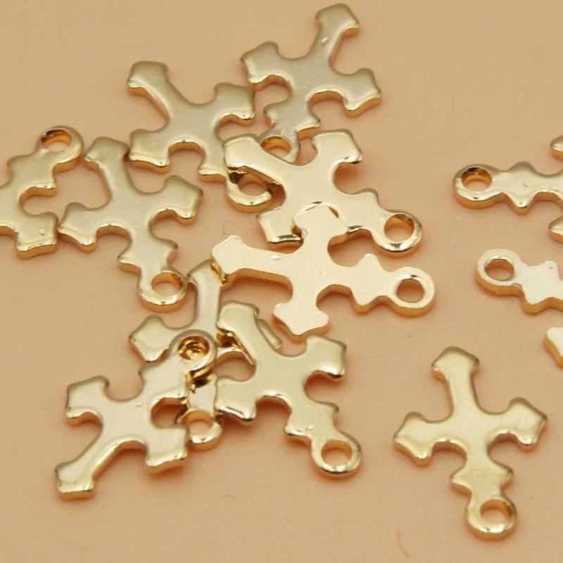 Charms acciaio oro croce 11.8 mm 5 pz (cro9d11) - pietreeminuterie.com