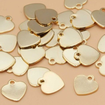 Charms acciaio oro cuore 13 mm 5 pz