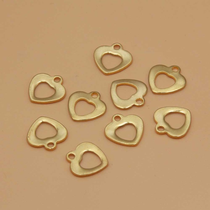 Charms acciaio oro cuore forato 10.5 mm 5 pz (he5orod4) - pietreeminuterie.com